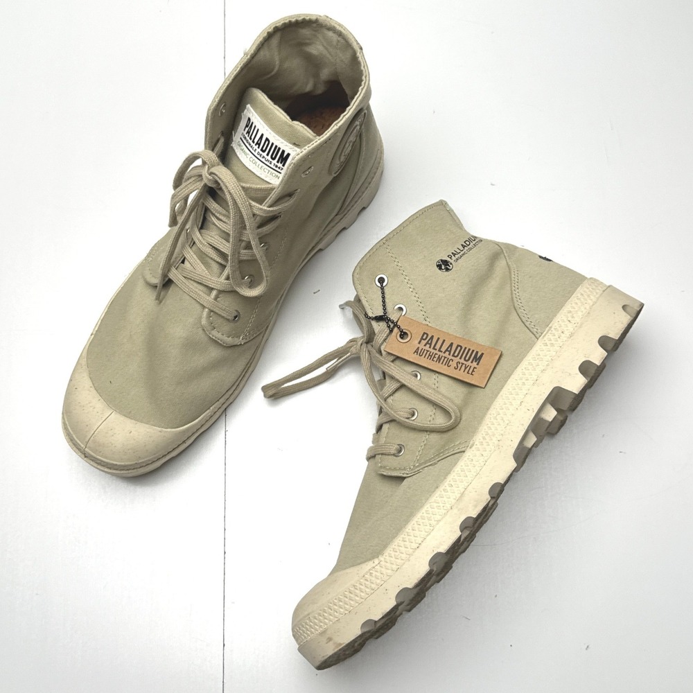 Palladium Pampa Hi Organic Khaki Tan Canvas High Top Boots Mens 11.5 77100-379-M